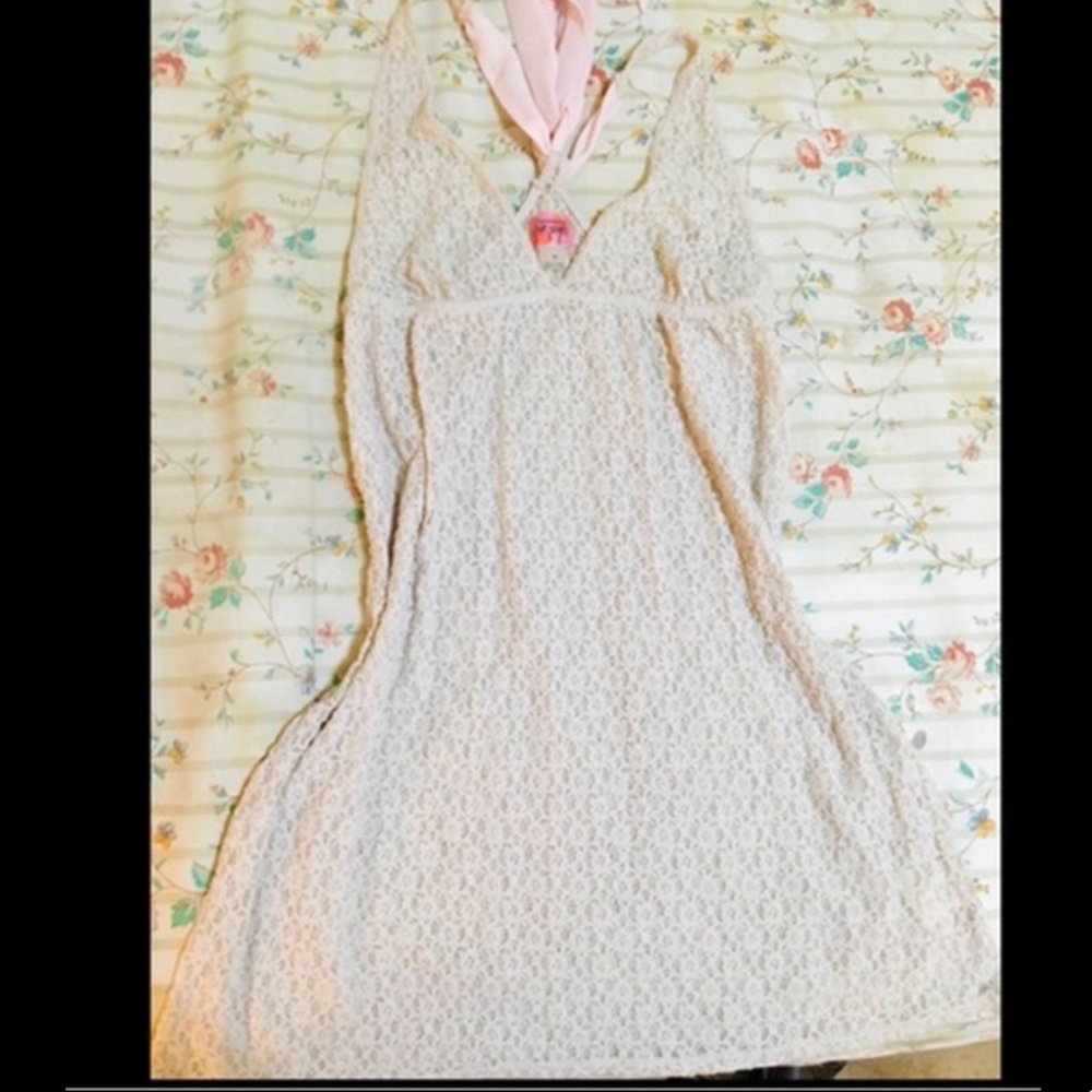 Intimately Free People Cream Crochet Slip Nightgown